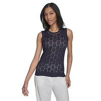 H Monogram Openwork Knit Sleeveless Top