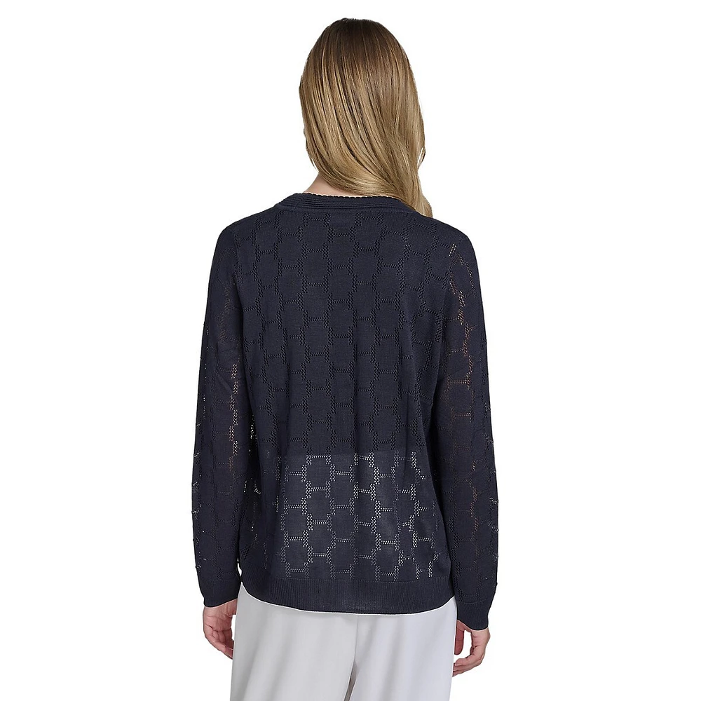 H Monogram Openwork Knit Cardigan