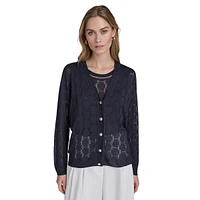 H Monogram Openwork Knit Cardigan