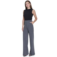 Wide-Leg Back-Zip Pants