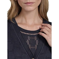 H Monogram Openwork Knit Cardigan