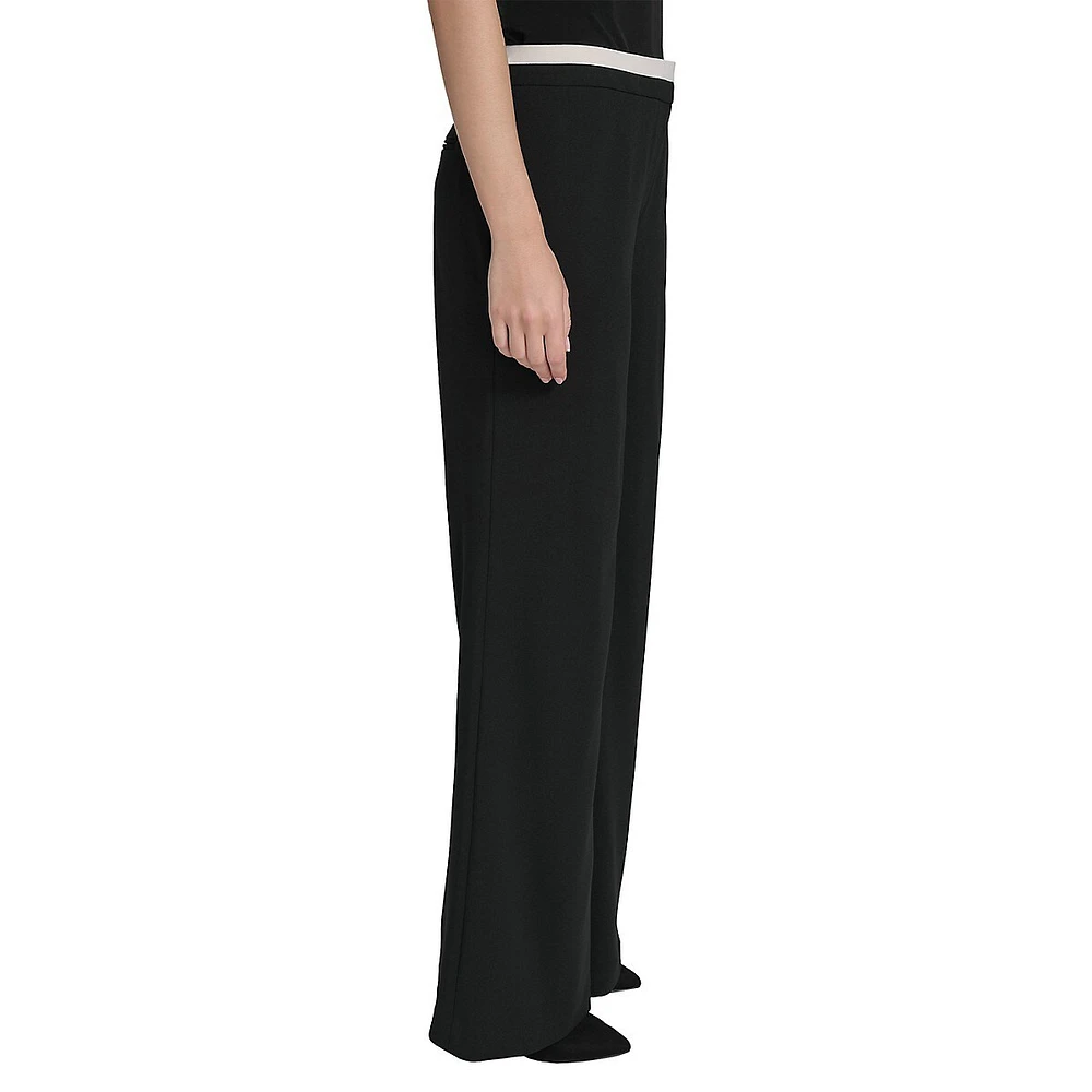 Plus Colourblock-Waistband Wide-Leg Dress Pants