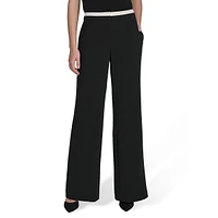 Plus Colourblock-Waistband Wide-Leg Dress Pants