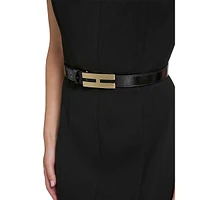 Scuba Crepe H-Belt Sleeveless Sheath Dress