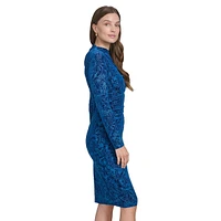 Paisley Burnout Velvet Sheath Dress