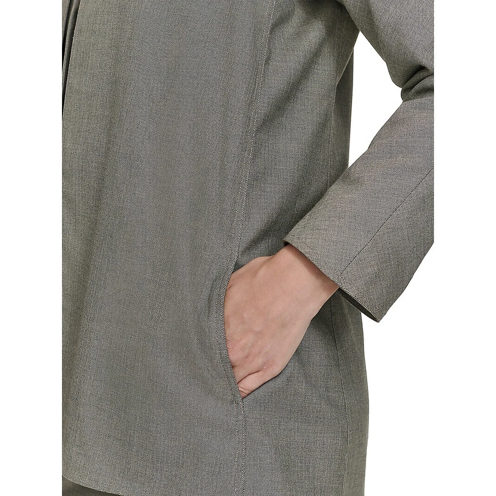 Collarless Open-Front Pinpoint Jacket