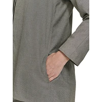 Plus Collarless Open-Front Pinpoint Jacket