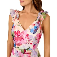 Sweetheart Floral V-Neck Midi Dress