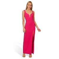 Bejewelled Sleeveless Crepe Maxi Dress