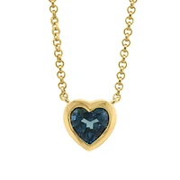 Goldplated Sterling Silver & London Blue Topaz Heart Pendant Necklace