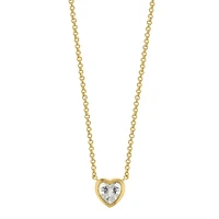 Goldplated Sterling Silver & White Topaz Heart Pendant Necklace