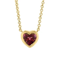 Goldplated Sterling Silver & Rhodolite Heart Pendant Necklace