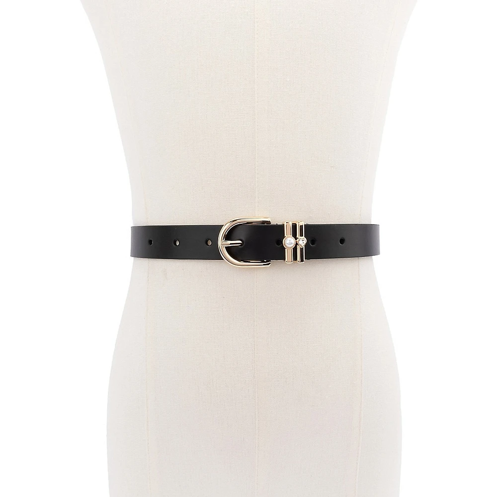 Leather Belt With 2 Embellished Keepers