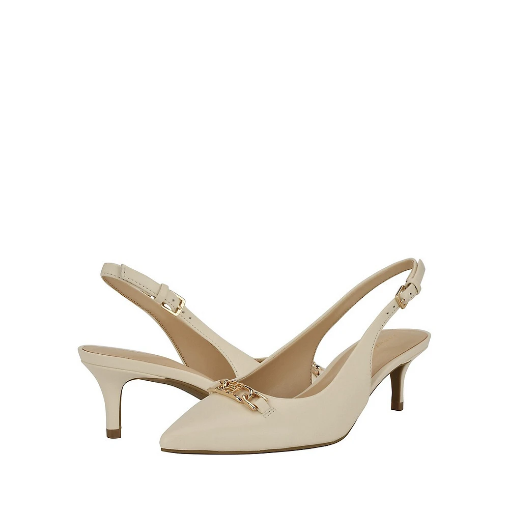Tienna Chain-Detailed Slingback Dress Pumps