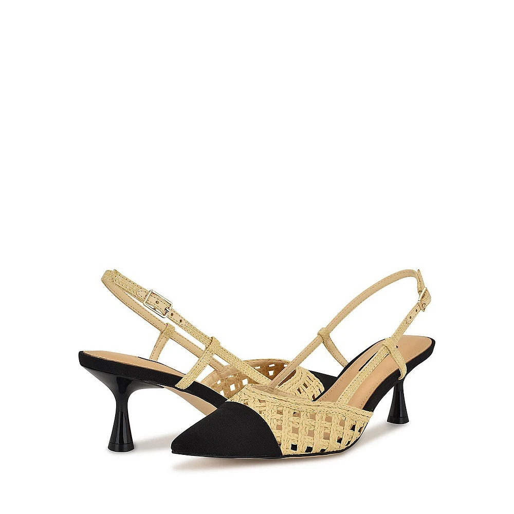Railen2 Woven Point-Toe Slingback Pumps