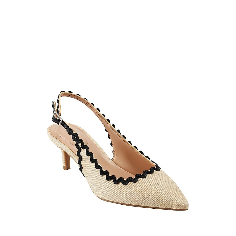 Albas Raffia Point-Toe Slingback Pumps