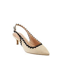 Albas Raffia Point-Toe Slingback Pumps