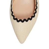 Albas Raffia Point-Toe Slingback Pumps