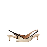 Albas Raffia Point-Toe Slingback Pumps