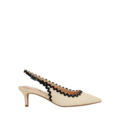 Albas Raffia Point-Toe Slingback Pumps