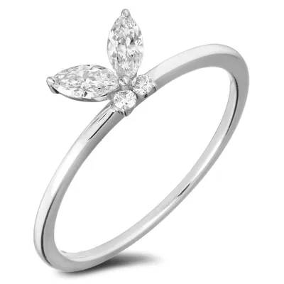 10k White Gold 0.37 Cttw Diamond Butterfly Stackable Ring