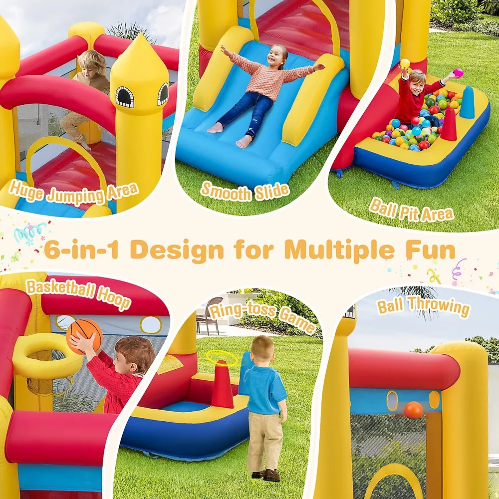 Kids Bouncy castle With Slide & Ball Pit Pool Ocean Balls & 480w Blower Included