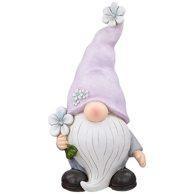 Gnome With Flower Outdoor Garden Statue - 18"