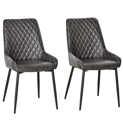 Set Of 2 Retro Pu Leather Dining Chair