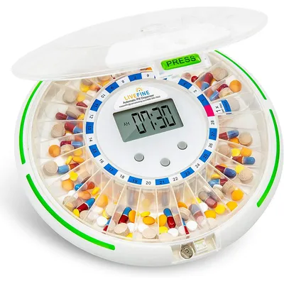 28-day Automatic Pill Dispenser With Upgraded Lcd Display
