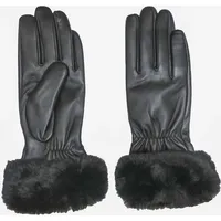 Leather Glove With Faux Fur Cuff