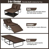 Folding Sleeper Bed Ottoman Lounge Chair W/6 Position Adjustment