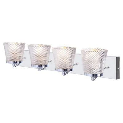 4-light Vanity Light, 26.4'' Width, From The Riva Collection, Chrome Finish