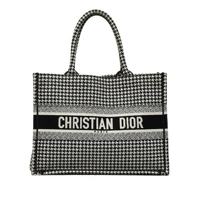 Pre-loved Medium Houndstooth Embroidered Book Tote