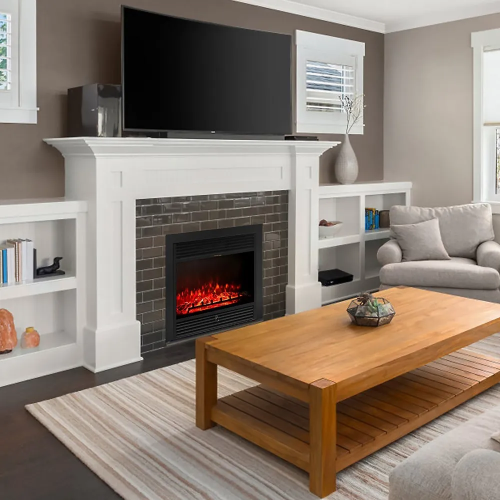 Costway 28.5 Fireplace Electric Embedded Insert Heater Glass Log Flame  Remote | Southcentre Mall
