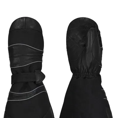 Leather And Nylon Ski Mitt Removable Thermal Liner