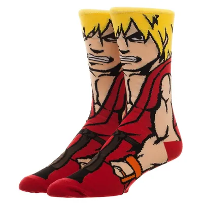 Street Fighter Ken Character Men's Animigos Crew Socks