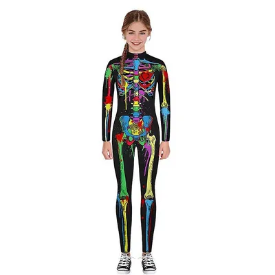 Skeleton Colorful Neon Bodysuit Girl Costume