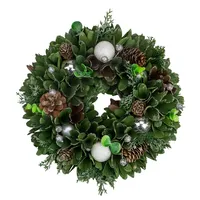Artificial Christmas Wreath With Pine Cones And Ornaments - 14" Unlit