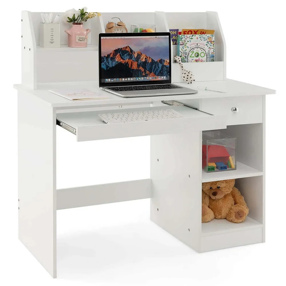 Costway Kids Wooden Study Desk & Chair Writing Table with Drawer