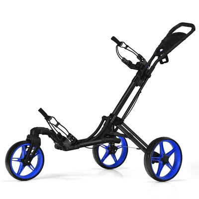 Folding Golf Push Cart W/scoreboard Adjustable Handle Swivel Wheel