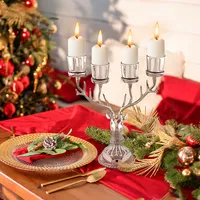 Reindeer Candle Holder For Tealight Aluminum Christmas Ornament For 4 Candles