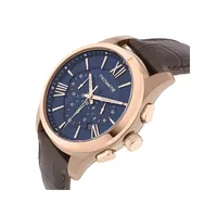 Men's Chronograph Watch In Brown Tone Stainless Steel And Brown Leather