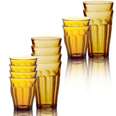 Picardie Amber Assorted Glasses, Set Of 12