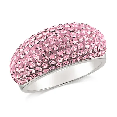 Sterling Silver Dome Top Light Rose Diamond Ring