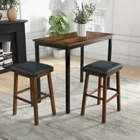 Dining Bar Stool Set Of 2 Pub Height Padded Seat Wood Frame Kitchen
