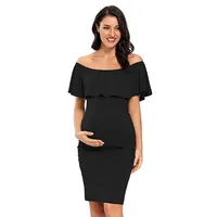 Kiara Off Shoulder Ruffle Maternity Dress