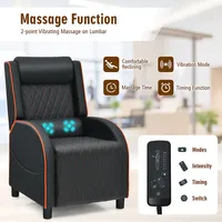 Massage Gaming Recliner Chair Leather Single Sofa Home Theater Seat Orange