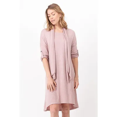Rolled-sleeve Dress With Scarf