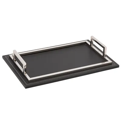 Rectangular Tray With Leather Bottom