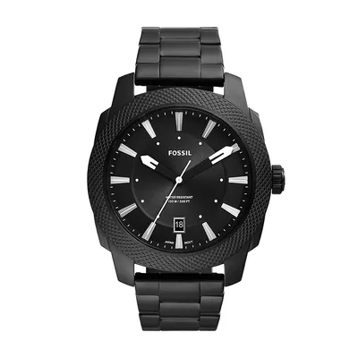 Men's Machine Three-hand Date, Black Stainless Steel Watch